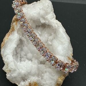 Victoria Wieck Rose Gold Bracelet with Sparkling Stones 7.75”